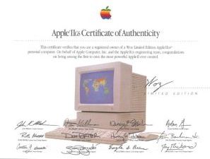 Certificato autenticita' IIGS Woz